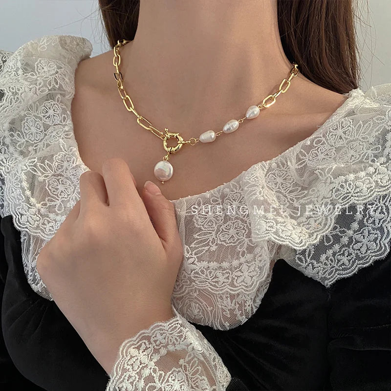 New Baroque Pearl Choker Necklace For Women Luxury Wedding Party Triple-layer Beaded Necklace