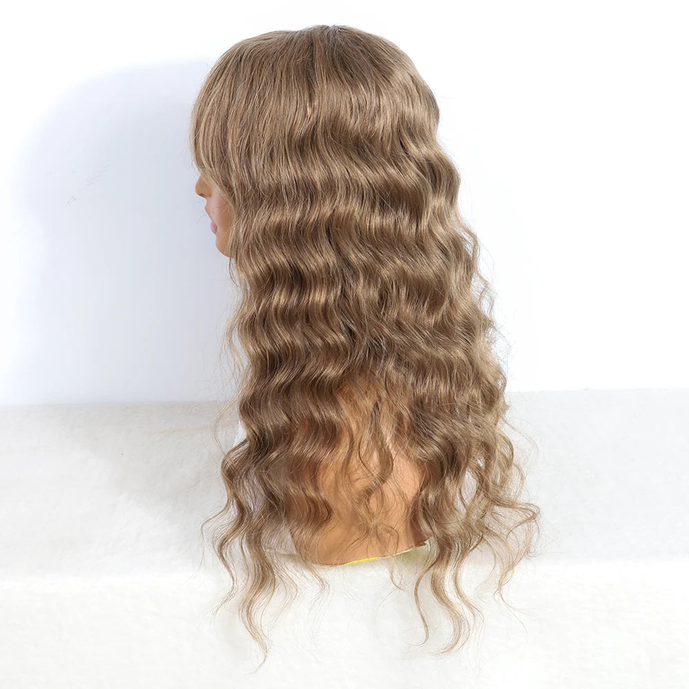 Peruvian 180% Density Deep Wave Human Hair Wig With Bangs Wear To Go #8 Wet And Wavy Human Hair Wigs