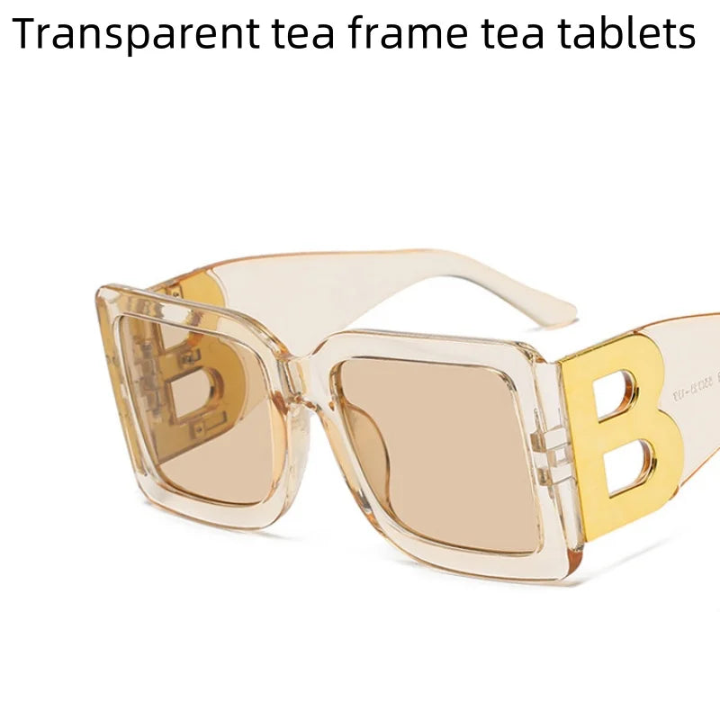 Women's Sunglasses Large Frame Square B Letter Trendy Vintage Fashionable Wear
