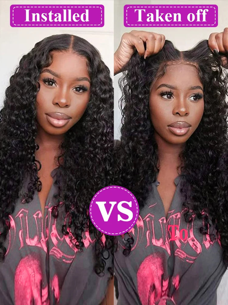 Glueless Wigs 13x4 HD Lace Frontal Wigs Ready To Wear 40 46Inch 250% Curly Wigs Human Hair 7x5 Lace Front Deep Wave Wigs Pre Cut