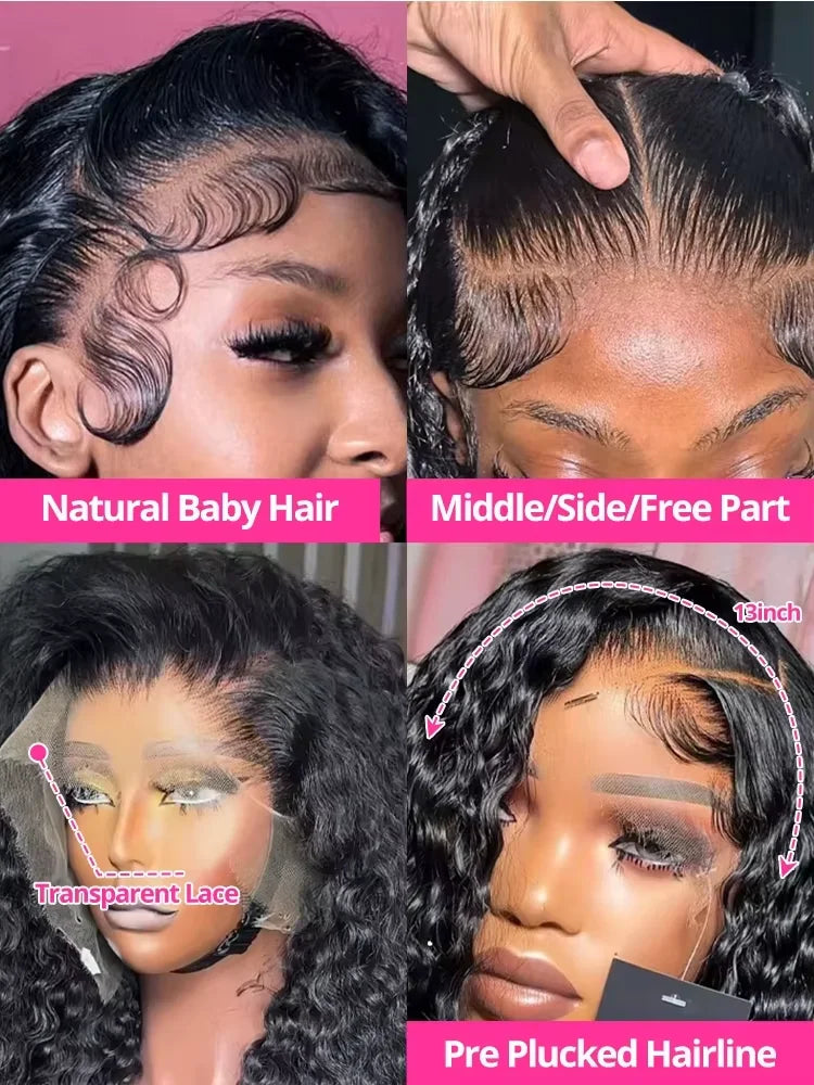 30 40 Inch Curly Wigs HD 13x6 Lace Front Human Hair Wig Loose Deep Wave 250 Density Remy Raw Hair Indian Preplucked For Women