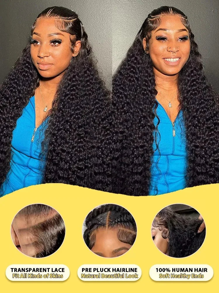 200 Density 13X4 13x16 Hd Lace Frontal Curly Human Hair Wig 30 Inch Brazilian For Women Transparent Lace Front Human Hair Wigs