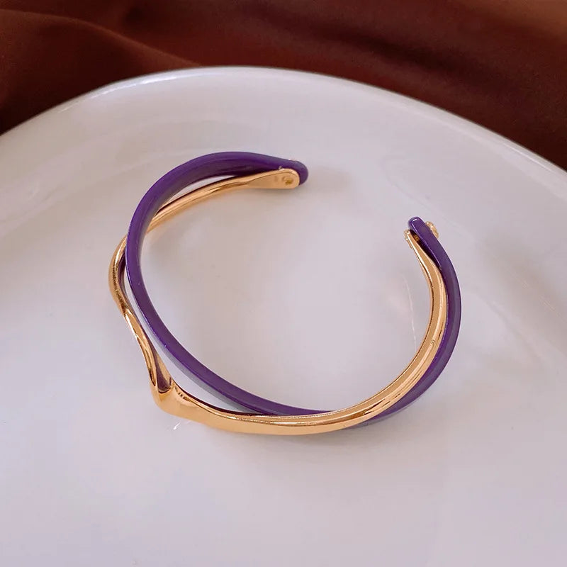 White Acrylic Bracelets Board Bend Metal Bangles Womens Hand Bracelets Geometric C- shaped