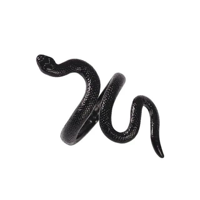 Anime Rings for Men Women Punk Goth Snake Ring Exaggerated Black Plated Gothic Adjustable