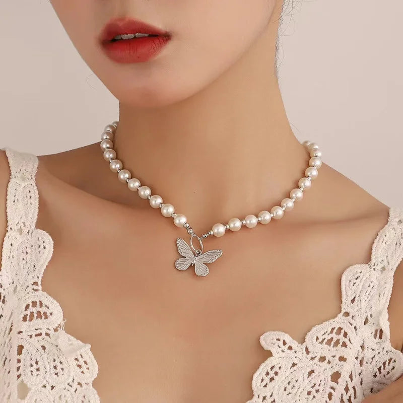 New Baroque Pearl Choker Necklace For Women Luxury Wedding Party Triple-layer Beaded Necklace
