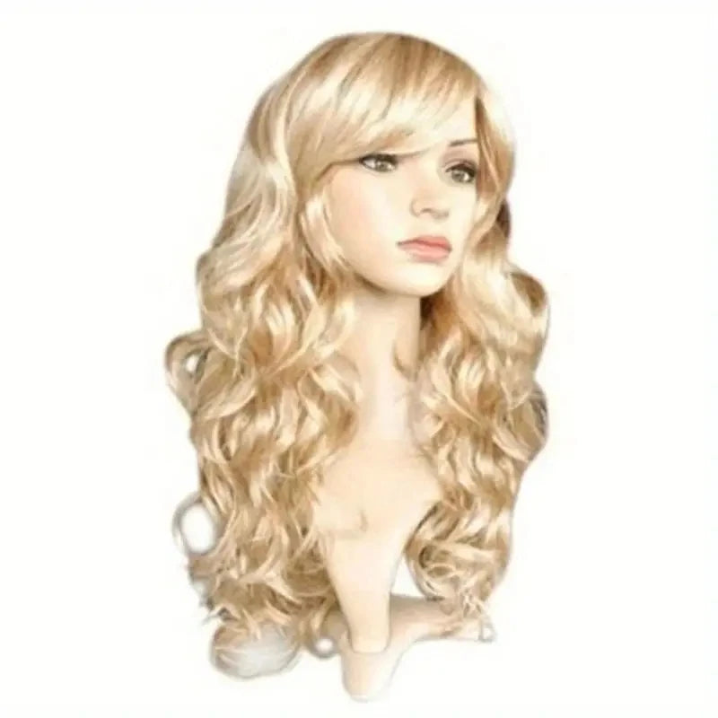 22 Inch Deep Wave Synthetic Fiber Hair Wigs For Women Girls Hair Replacement Wigs