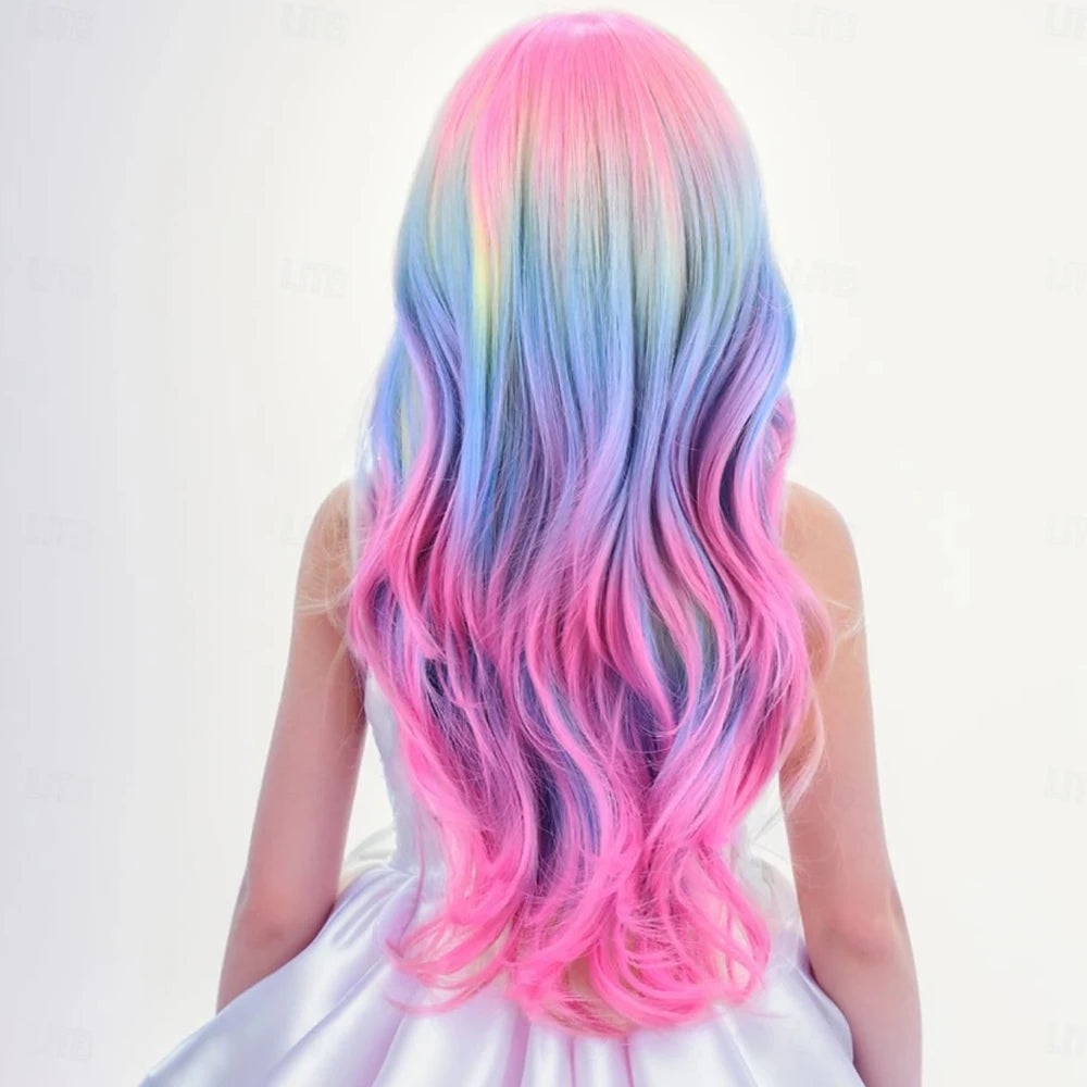 HAIRJOY Synthetic Hair Colorful Wigs Long Curly Wavy Wig for Girls