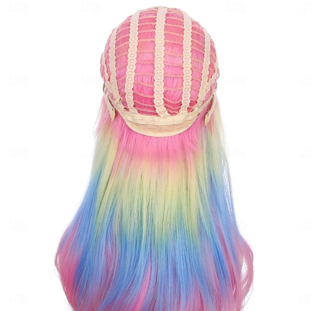 HAIRJOY Synthetic Hair Colorful Wigs Long Curly Wavy Wig for Girls