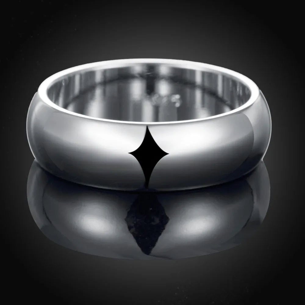 High Quality 925 Sterling Silver Rings Fashion Simple Round Circle Rings For Women Party Jewelry