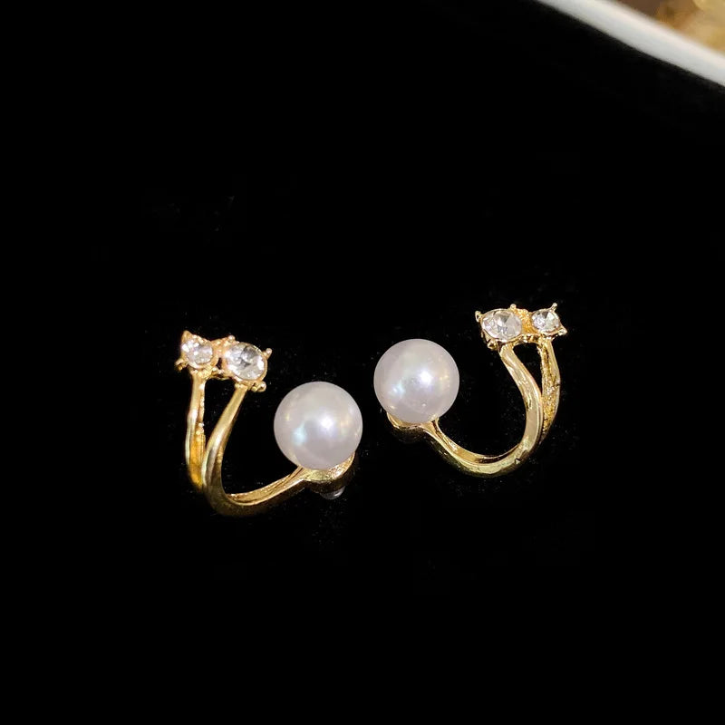 Imitation Pearl Earrings For Women Heart Round Stud Earrings Elegant Love Ear Stud Party