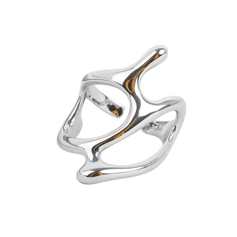 New Adjustable Colorful Drip Glaze Ring Women Fashion Retro Geometric Gold Colour Metal Rings