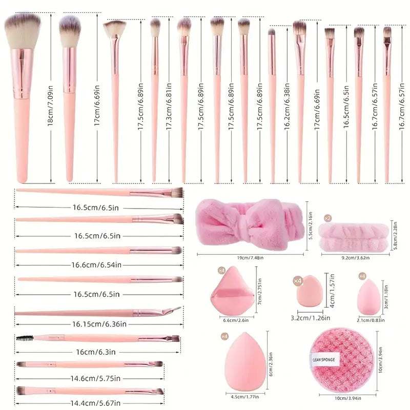 20/40 Pink Makeup kit Complete Makeup Brush Set, Big set includes Soft Brushes, Beauty Blender,