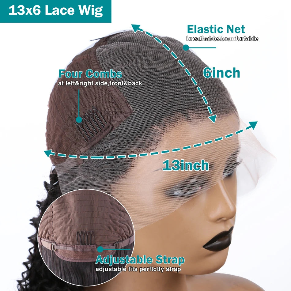 MossilyHd 13x6 Lace Wig Human Hair Curly Wig For Women 40 Inch Brazilian Pre Plucked 13x4 Deep Wave Water Wave Lace Frontal Wigs