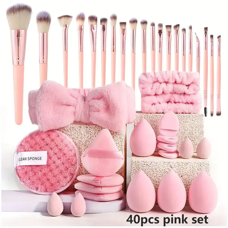 20/40 Pink Makeup kit Complete Makeup Brush Set, Big set includes Soft Brushes, Beauty Blender,