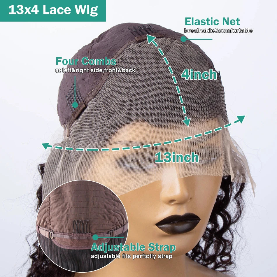 MossilyHd 13x6 Lace Wig Human Hair Curly Wig For Women 40 Inch Brazilian Pre Plucked 13x4 Deep Wave Water Wave Lace Frontal Wigs