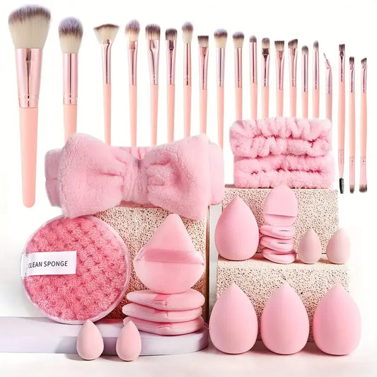 20/40 Pink Makeup kit Complete Makeup Brush Set, Big set includes Soft Brushes, Beauty Blender,