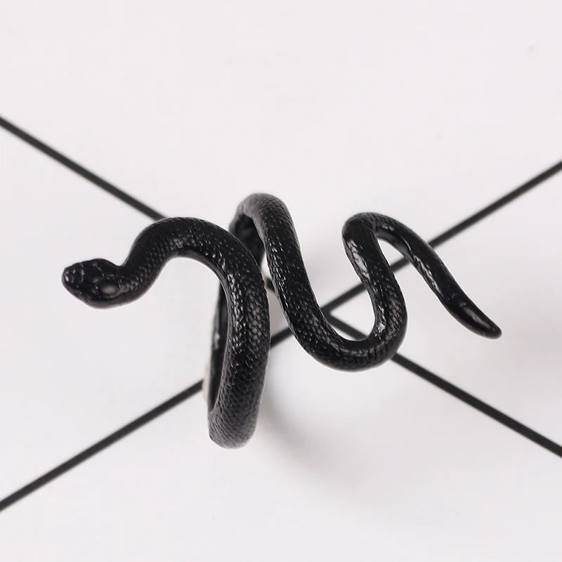 Anime Rings for Men Women Punk Goth Snake Ring Exaggerated Black Plated Gothic Adjustable