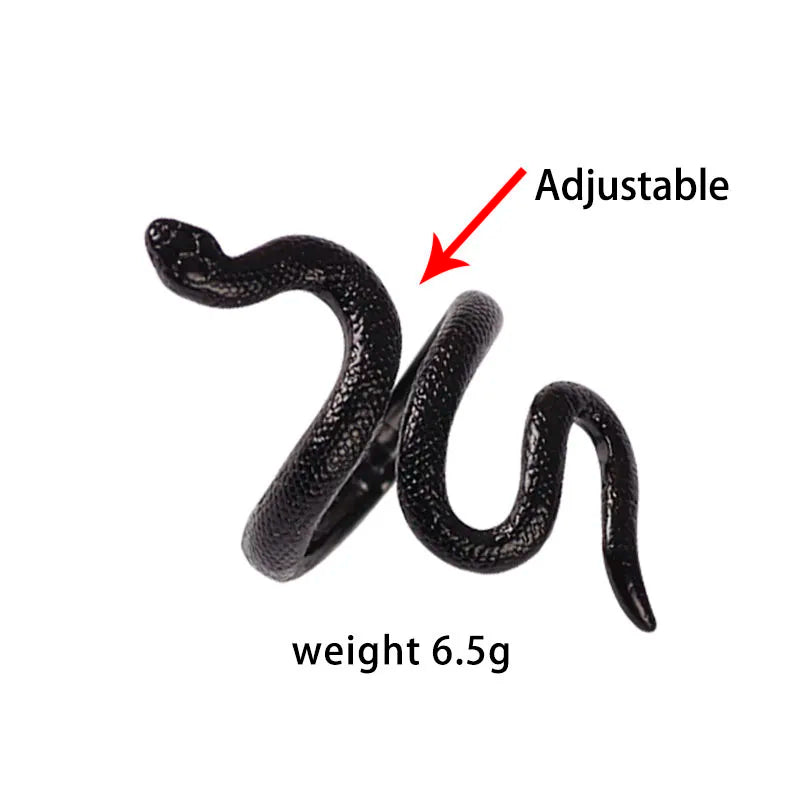 Anime Rings for Men Women Punk Goth Snake Ring Exaggerated Black Plated Gothic Adjustable