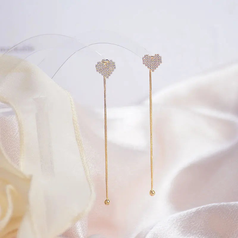 14k Gold Earrings Earrings For Women Long Micro-Encrusted Zircon Jewelry Accessories