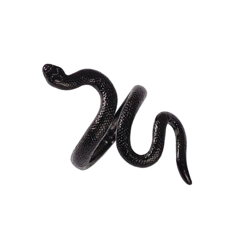Anime Rings for Men Women Punk Goth Snake Ring Exaggerated Black Plated Gothic Adjustable