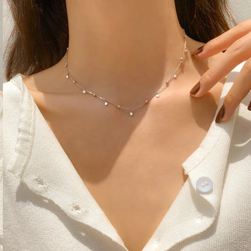 Choker Necklaces for Women Real 925 Sterling Silver Geometric irregular Round necklace
