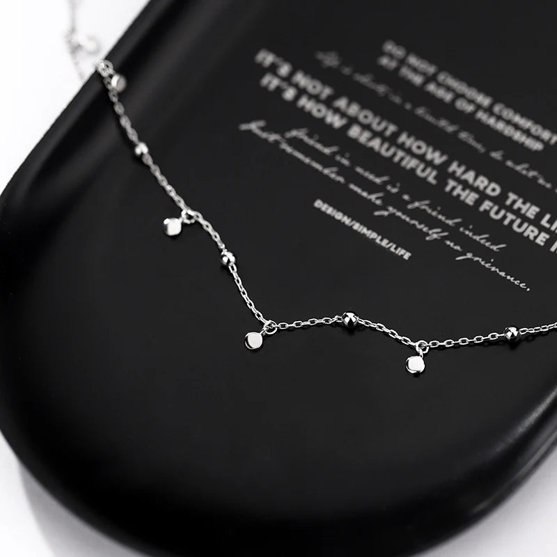 Choker Necklaces for Women Real 925 Sterling Silver Geometric irregular Round necklace