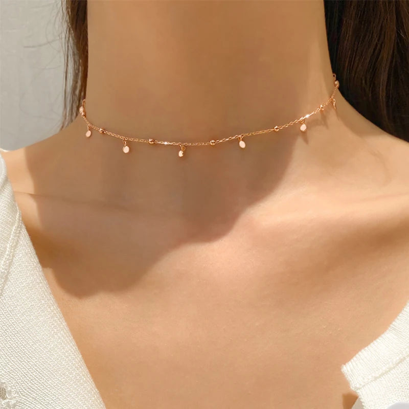 Choker Necklaces for Women Real 925 Sterling Silver Geometric irregular Round necklace