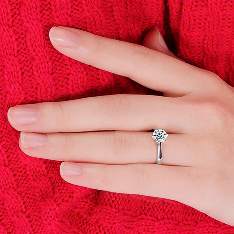 Fine Wedding Rings for Men Women Gift S925 Sterling Silver Color Austrian Crystal Engagement Proposal Ring