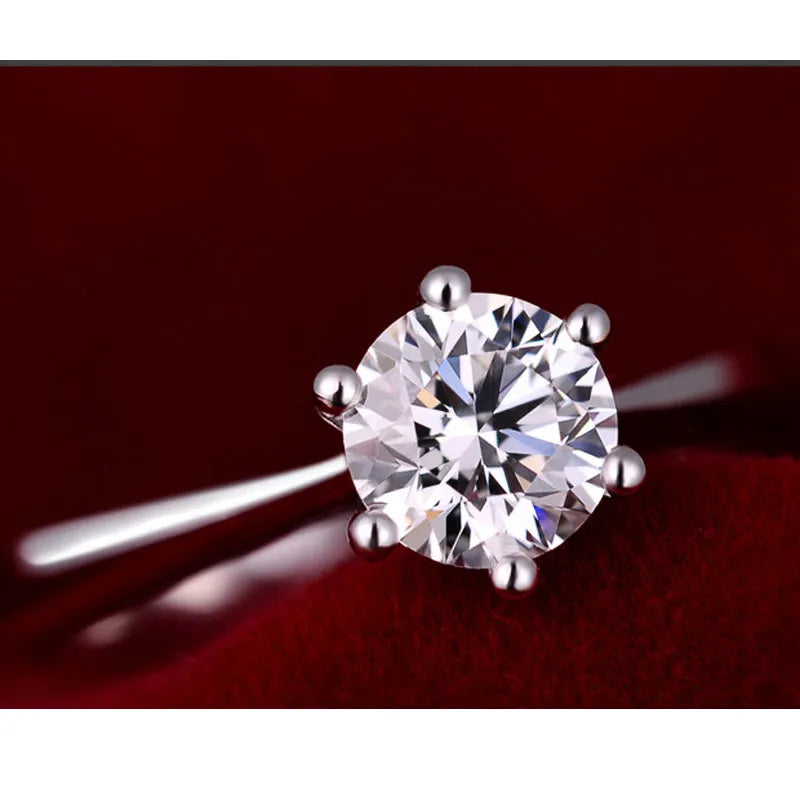 Fine Wedding Rings for Men Women Gift S925 Sterling Silver Color Austrian Crystal Engagement Proposal Ring