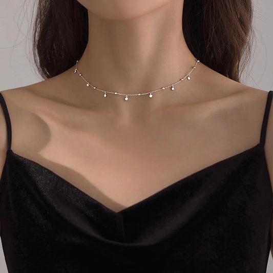 Choker Necklaces for Women Real 925 Sterling Silver Geometric irregular Round necklace