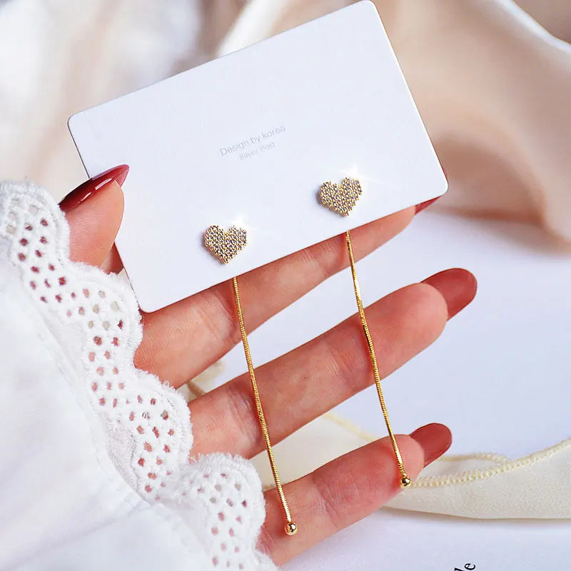 14k Gold Earrings Earrings For Women Long Micro-Encrusted Zircon Jewelry Accessories