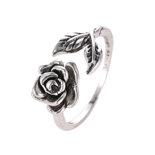 Vintage Jewelry Rings For Women Rose Flower Open Ring Temperament Luxury Wedding кольцо Party Gift