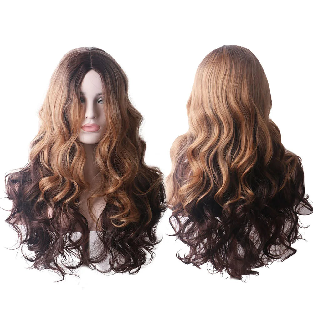 Wavy Womans Wigs Synthetic Hair Wigs For Women Cosplay Wig Long Colorful Wig Pink Purple Green Brown