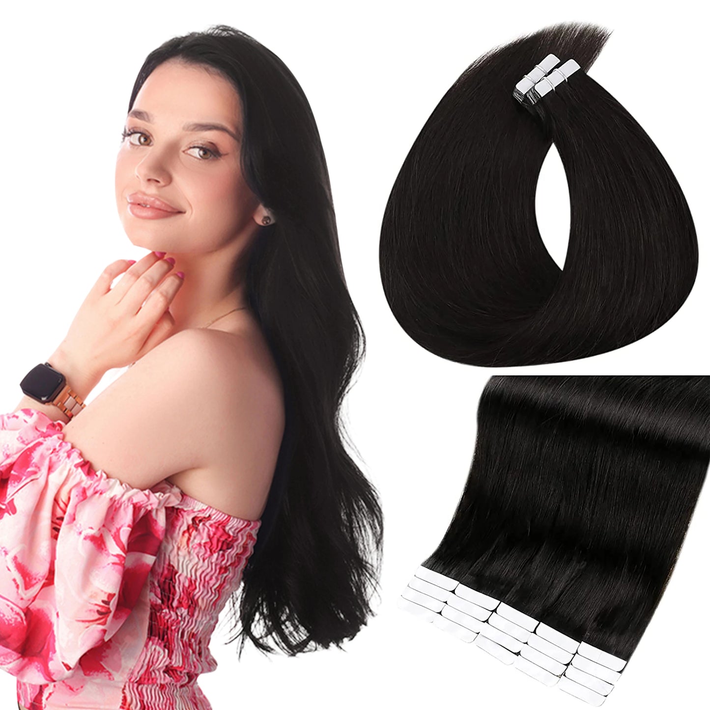 Full Shine Tape in Human Hair Extensions 100% Remy Natural Human Hair Extensions Tape in Omber Blonde Hair Extensions for Women