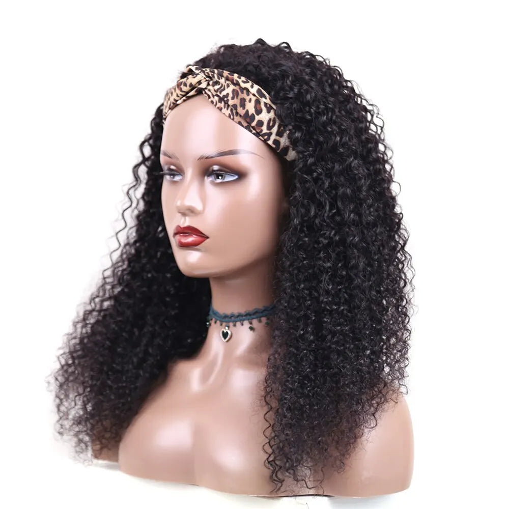 Human Hair Headband Wig Kinky Curly Full Machine Made Brazilian Remy Human Hair Wigs
