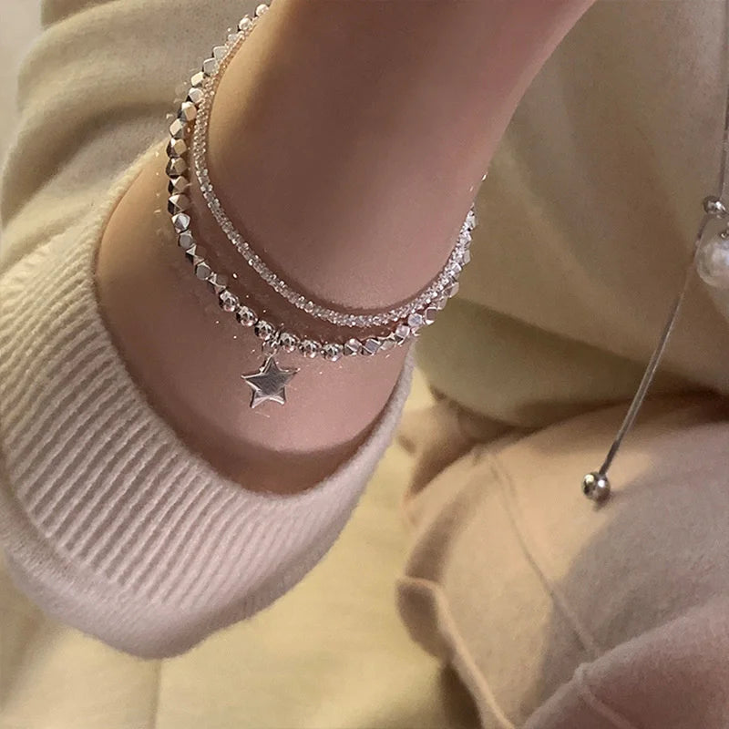 Sparkling Bracelet For Women Double-deck Silver Color Adjustable Hand Chain Fine Fashion