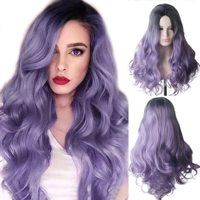 Wavy Womans Wigs Synthetic Hair Wigs For Women Cosplay Wig Long Colorful Wig Pink Purple Green Brown