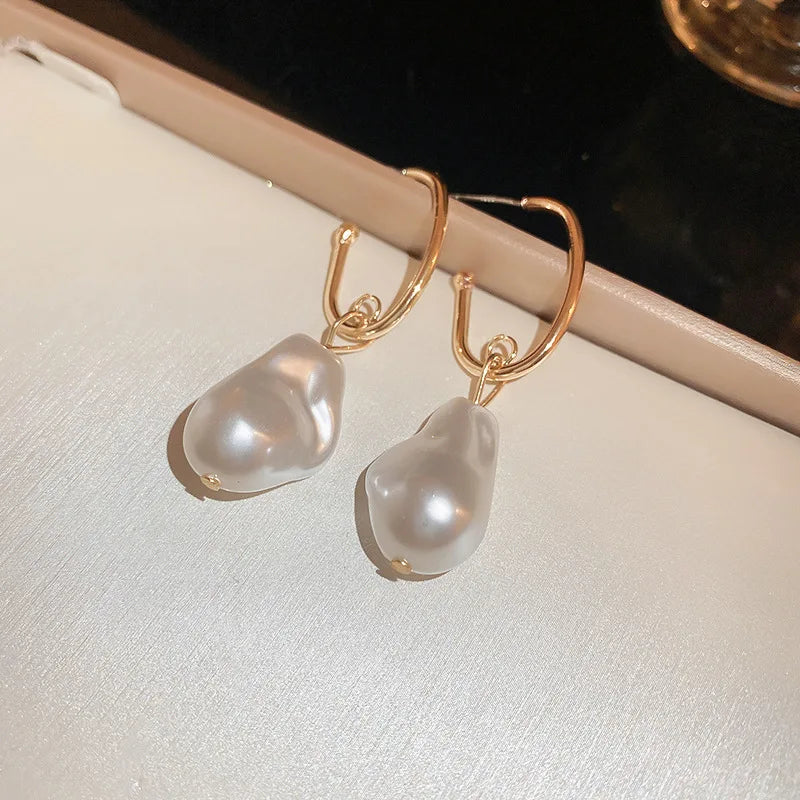Imitation Pearl Earrings For Women Heart Round Stud Earrings Elegant Love Ear Stud Party