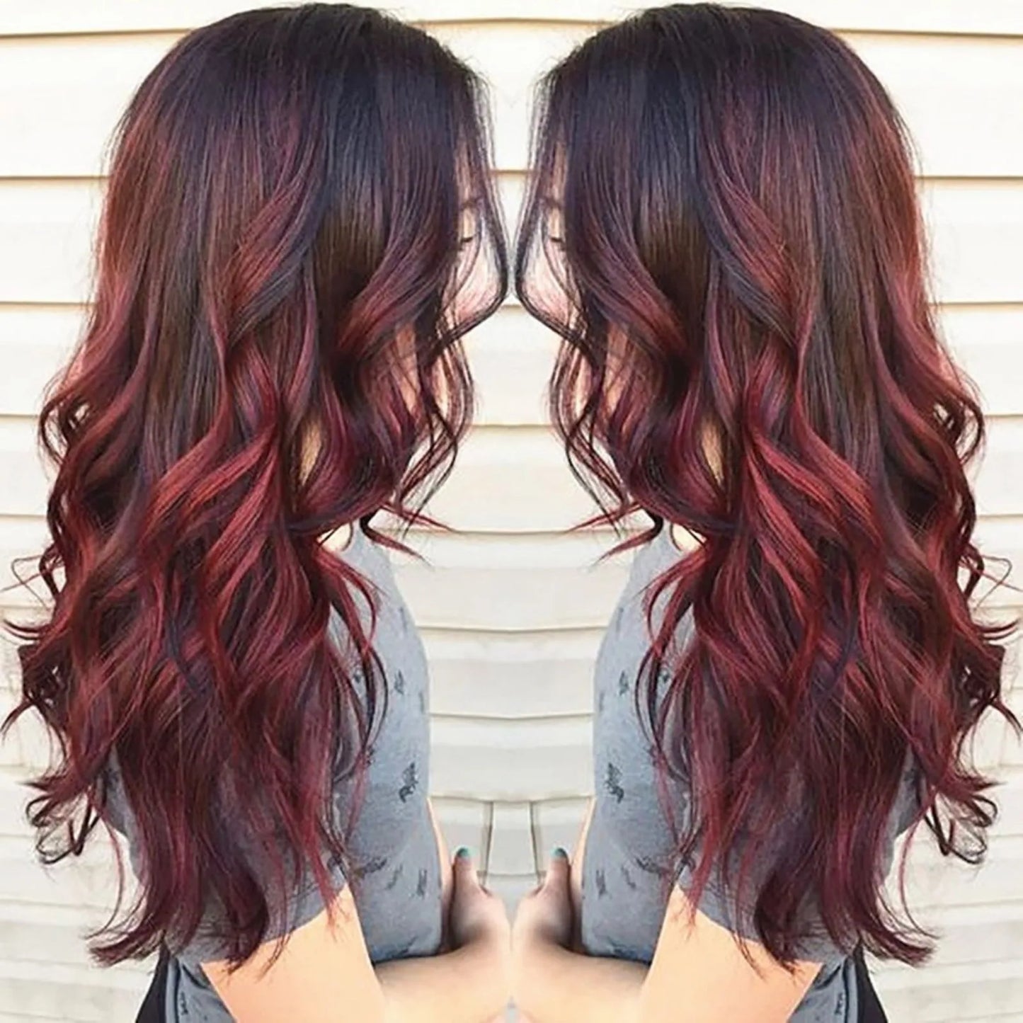 Long Curly Wine Burgundy Red Synthetic Wigs with Long Bangs for Women Afro Deep Wave Cosplay Party Natural Hair Heat Resistant