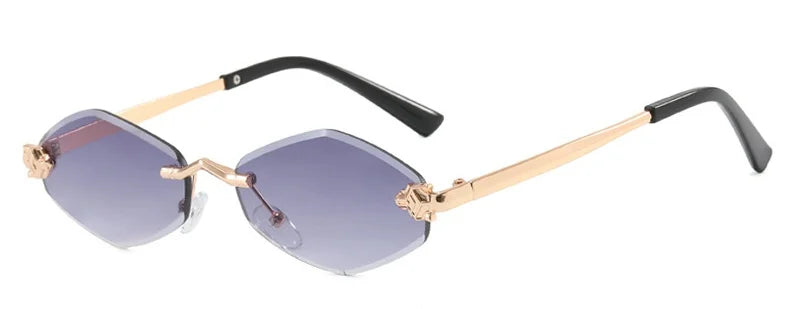 Fashion Small Polygonal Sunglasses for Women Luxury Brand Rmless Brown Rhombus Sun Glasses