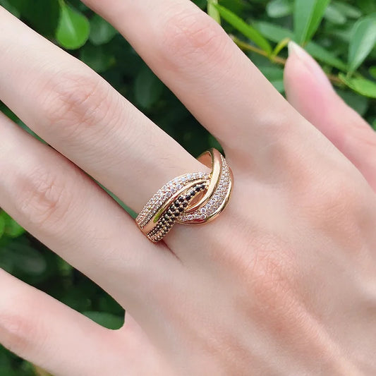 Luxury Wedding Ring for Women Elegant Real 18k Rose Gold Original Jewelry Gift