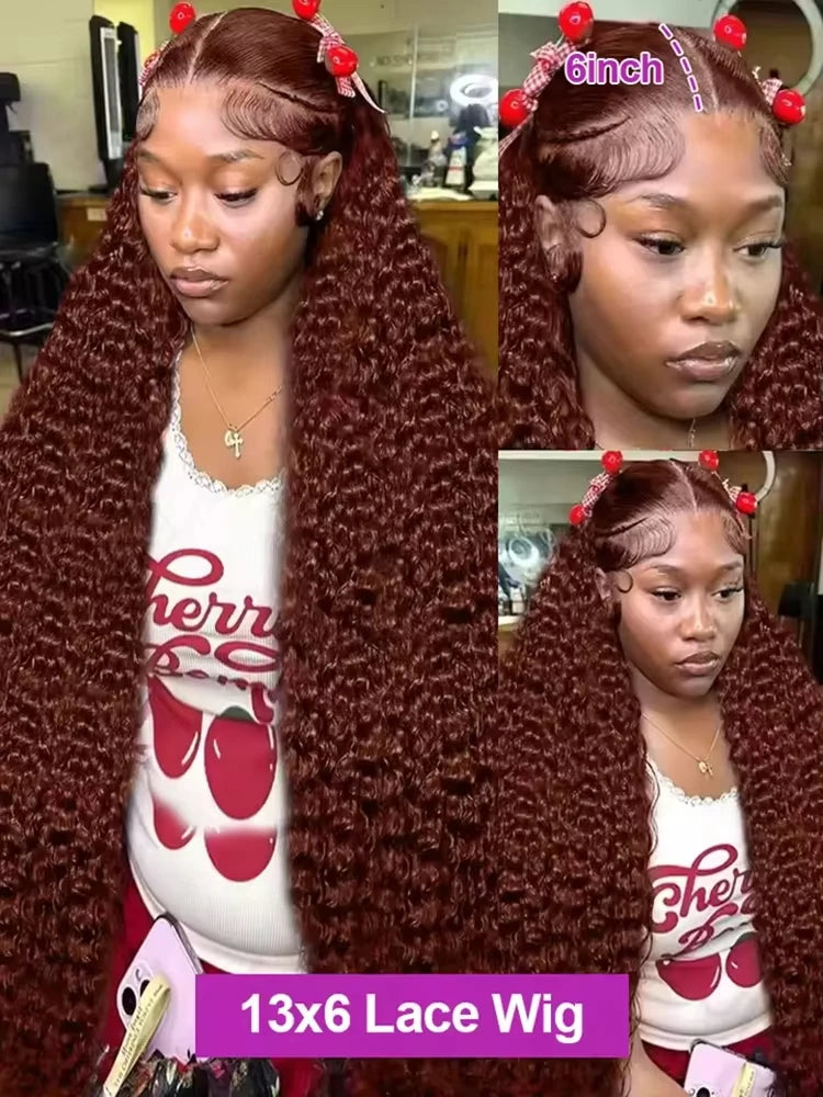 30 Inch 13x6 Chocolate Brown Deep Wave HD Lace Front Human Hair Wig 100% Brazilian Water Wave Curly Lace Frontal Human Hair Wigs