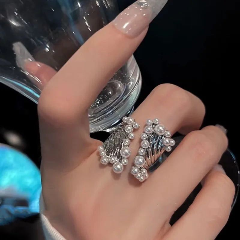 New Adjustable Colorful Drip Glaze Ring Women Fashion Retro Geometric Gold Colour Metal Rings