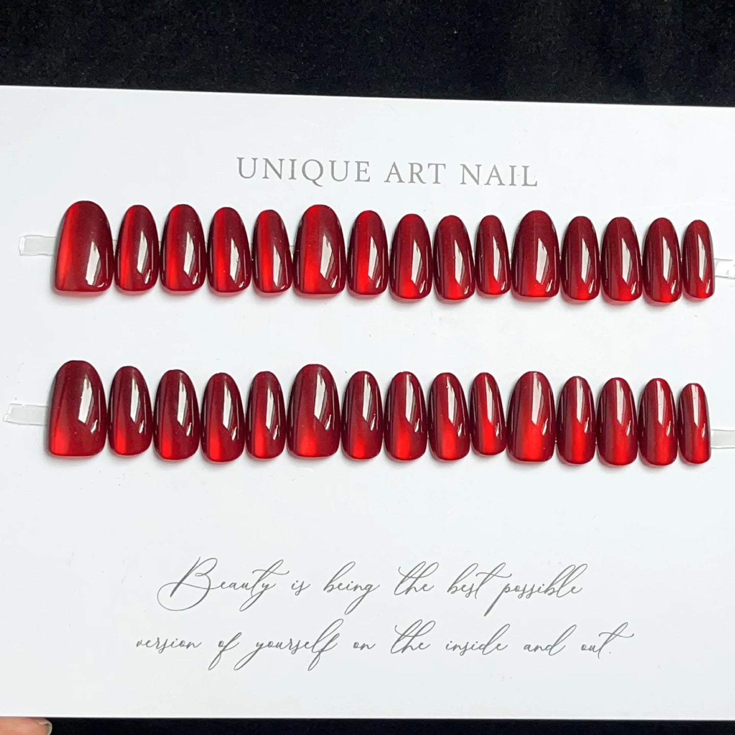 30Pcs Press on Nails,Red Short Round,Square Head,Long Pointed Head,New Year's Deep Red Removable Nail