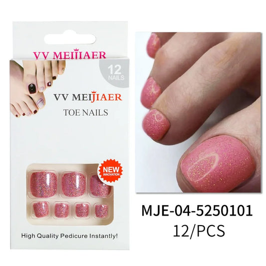 Wearable Manicure Fake Toenails Faux Fingernails Square Head Foot Nail Tips Short Length