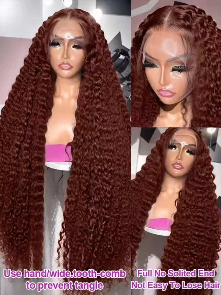 30 Inch 13x6 Chocolate Brown Deep Wave HD Lace Front Human Hair Wig 100% Brazilian Water Wave Curly Lace Frontal Human Hair Wigs
