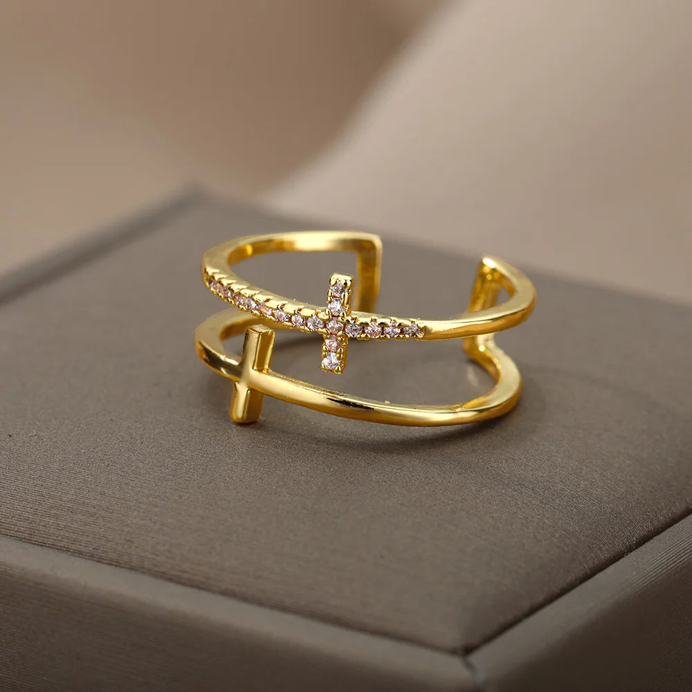 Stainless Steel Rings for Women 2024 Trend New in Gold Color Ring