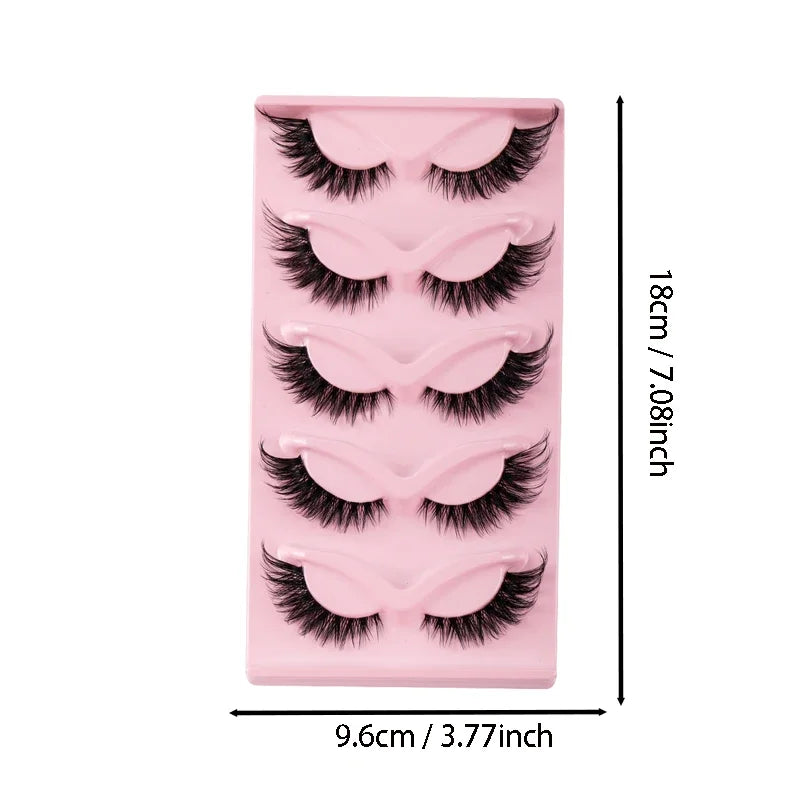 5 Pairs Cat Eye Lashes Faux Mink Eyelashes Natural long Manga Lashes Winged End Eye Elongated