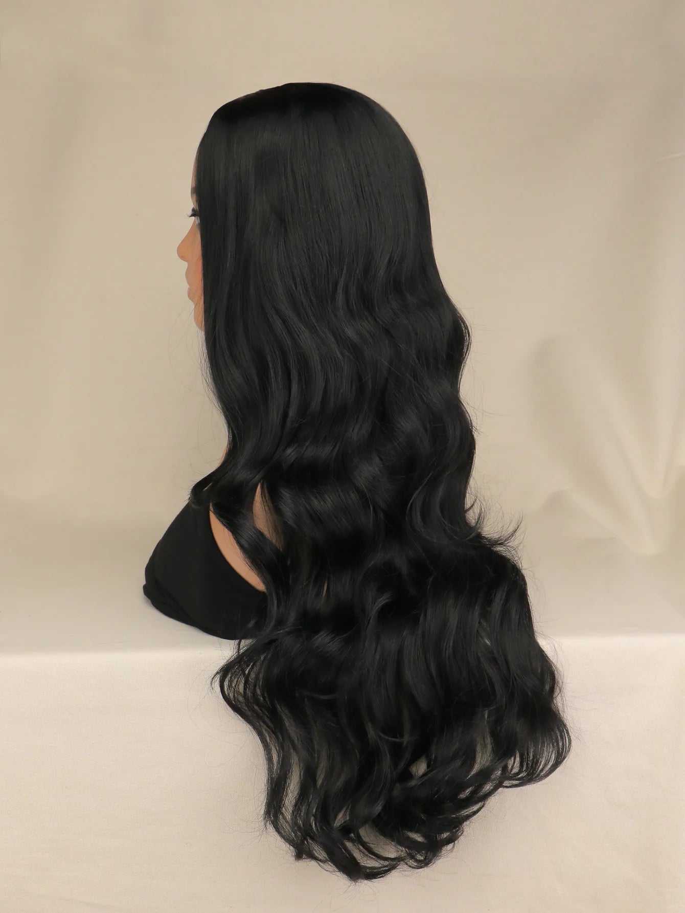 Long Black Wavy Hair Wigs for Women Natural Synthetic Curly Wig