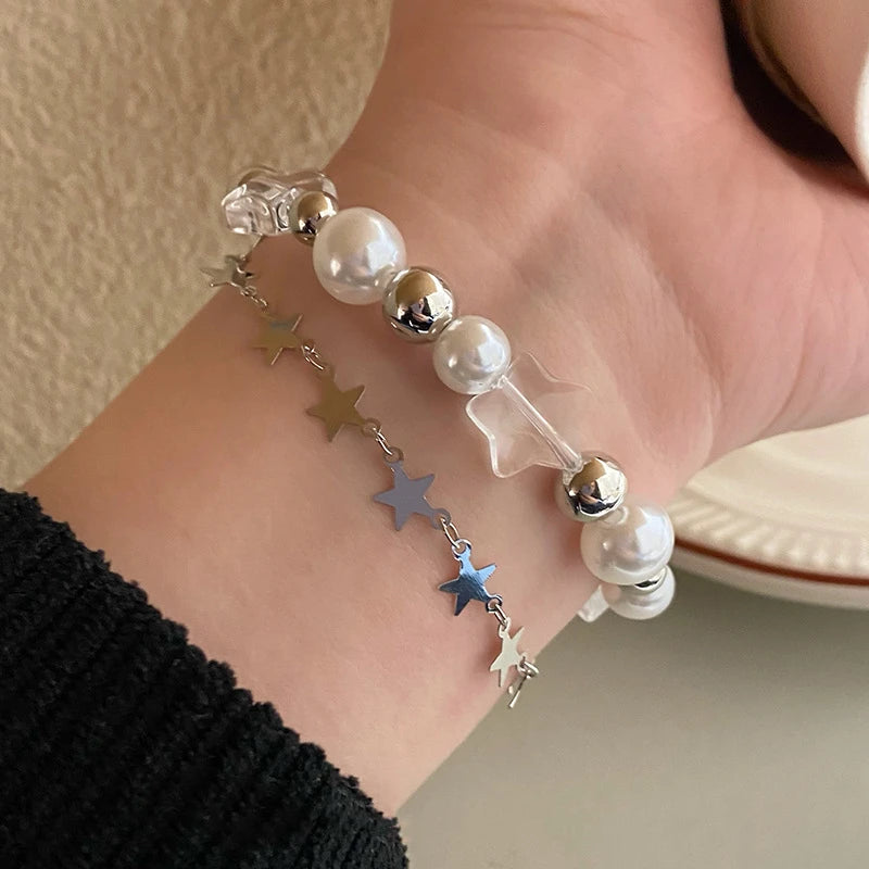 Sparkling Bracelet For Women Double-deck Silver Color Adjustable Hand Chain Fine Fashion